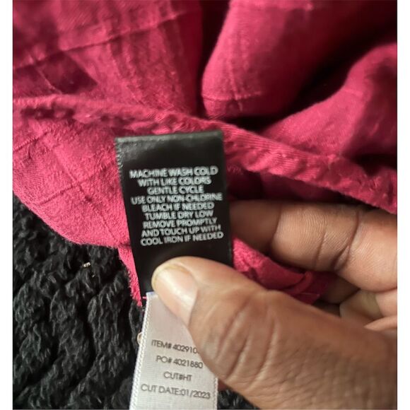 Torrid 1  Red Babydoll Cotton Window Pane‎ Pullover Front Tank 1x 14-16 - Picture 8 of 9